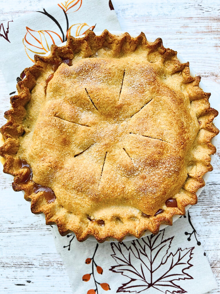 Sweet apple pie made with fresh milled flour