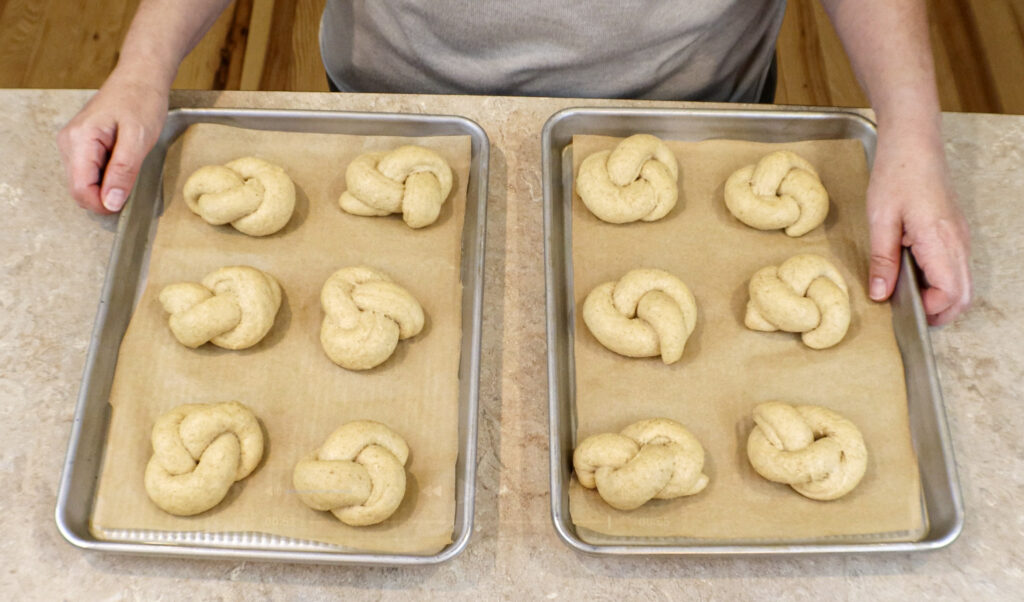 Fresh Milled Flour Dough Knots final proofing.