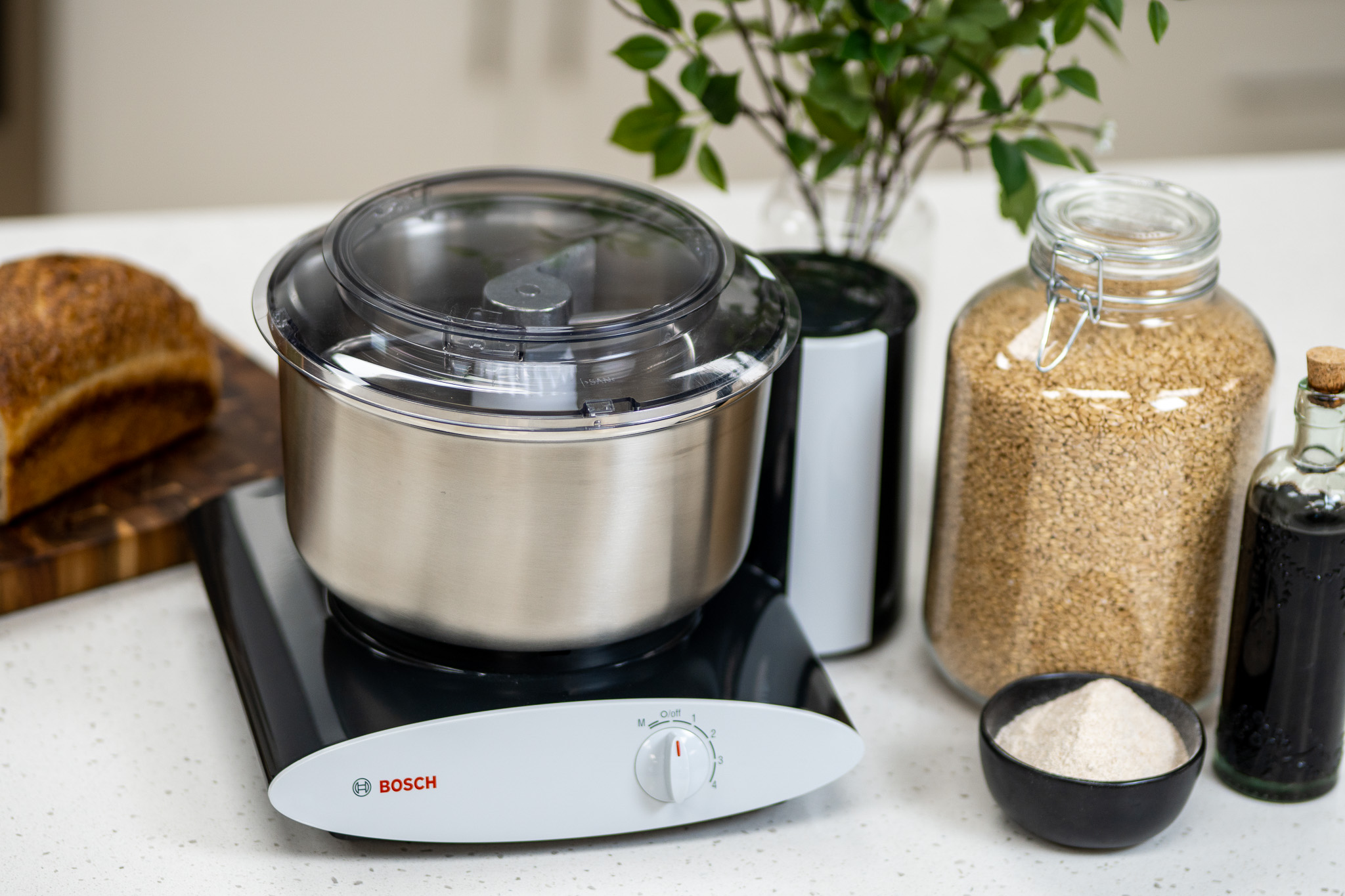 Stainless Steel Bosch Universal Plus stand mixer.