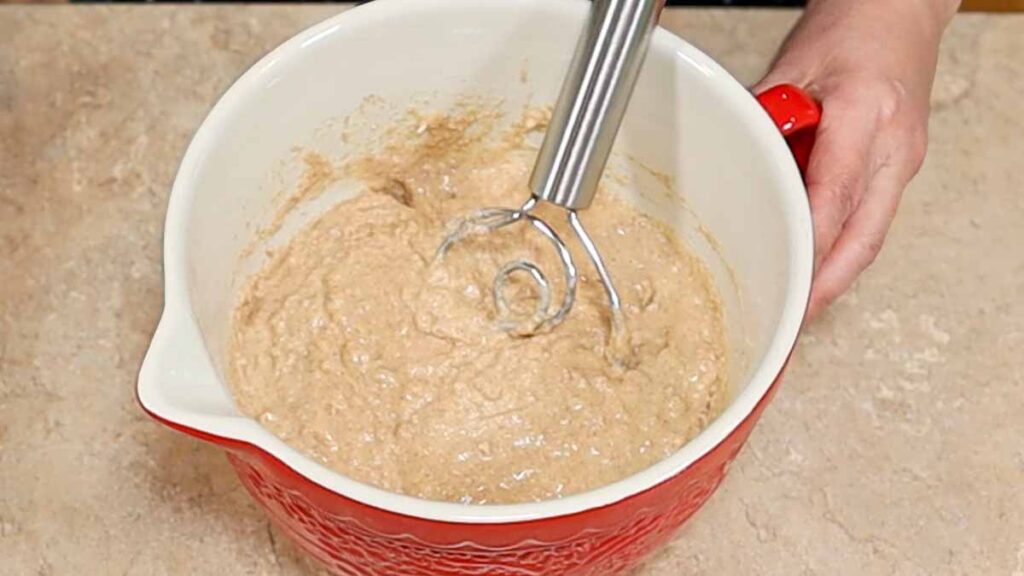 Fresh milled flour blueberry muffin batter before resting and hydrating